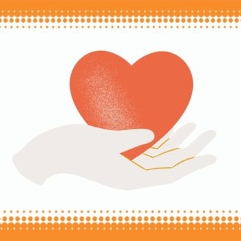 Illustration of caring hand holding a heart